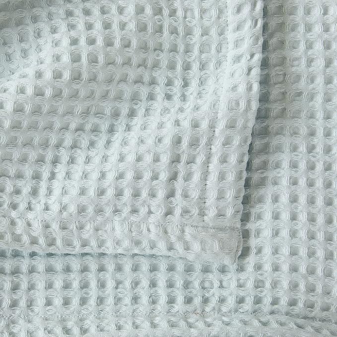 100% Cotton Waffle Weave Bed Blanket | Soft, Breathable, and Lightweight Blanket for All-Season | Perfect for Layering | Brielle Collection (Full/Queen, ICY Blue)