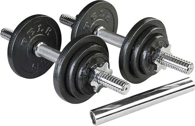 TELK – Adjustable Dumbbell Set – Home Gym Weight Set with Baked Enamel Cast Iron Plates – Space-Saving Free Weights for Strength Training