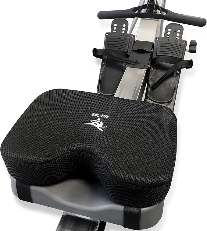Rowing Machine Seat Cushion (Model 2) for The Concept 2 Rowing Machine with Custom Memory Foam, Washable Cover, and Straps- Concept 2 Rower, Recumbent Stationary Bike, WatterRower Seat Pad