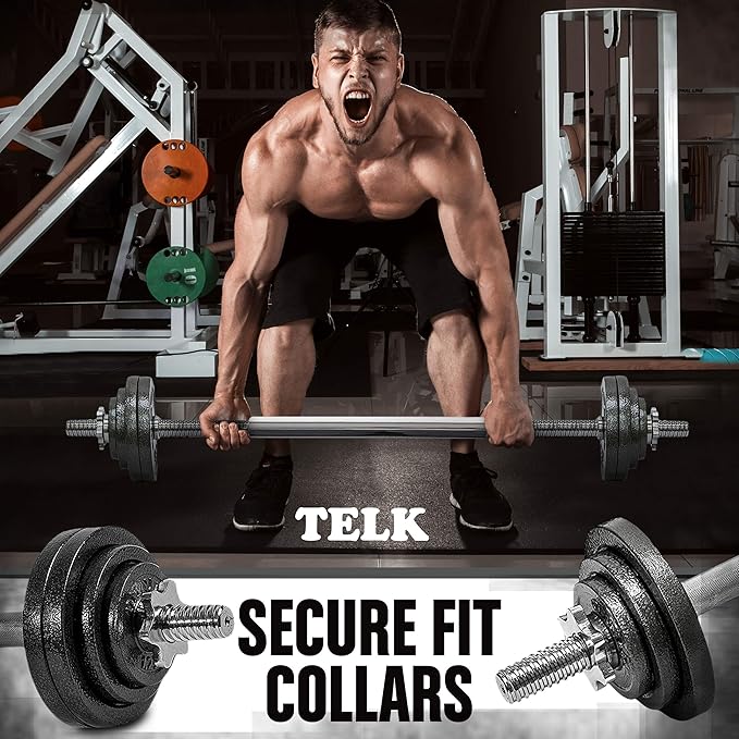 TELK – Adjustable Dumbbell Set – Home Gym Weight Set with Baked Enamel Cast Iron Plates – Space-Saving Free Weights for Strength Training