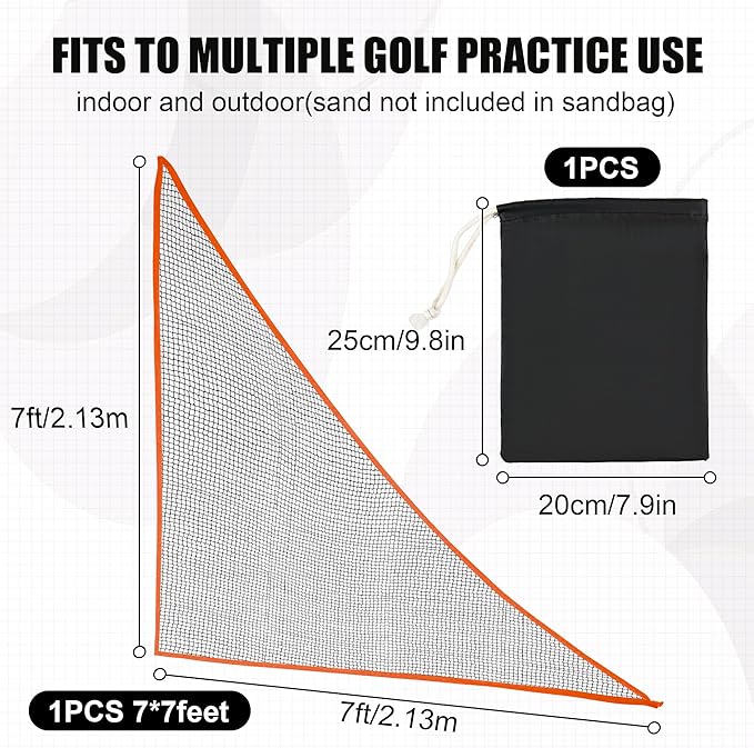 1/2PCS Golf Shank Net Attachment for Golf Hitting Nets with Sandbag, 7 * 7FT/7 * 10FT Golf Barrier Side Net,Golf Practice Hitting Net Barrier Net for Golf, Baseball, Hockey, Soccer (Black/Red