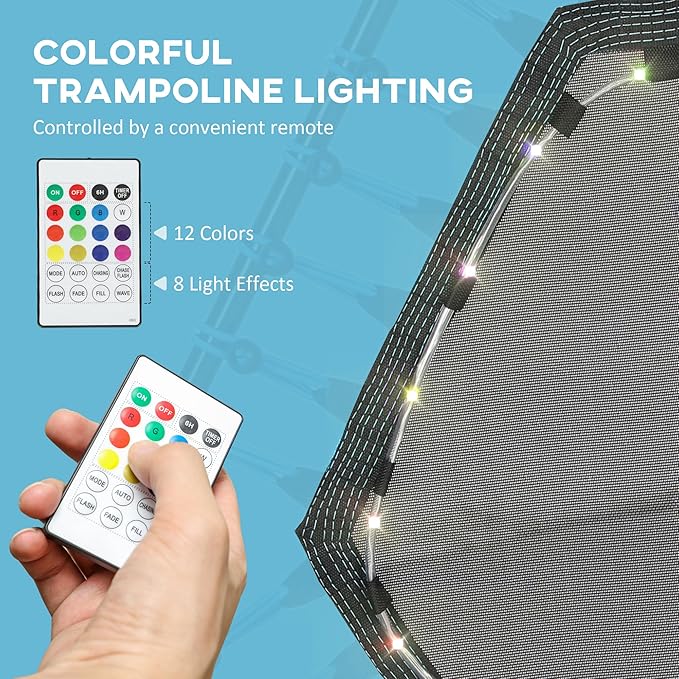 Soozier 45" Rebounder Trampoline for Adults, Mini Trampoline Indoor with Colorful LED Lights and Adjustable Handle, Quiet and Safe Bungee Rebounder