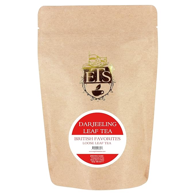 English Tea Store Darjeeling Tea Pouches - 4oz | Fine Loose Leaf Black Tea | Light and Fragrant Flavor | Fast Infusion Small Leaf Tea | Premium Indian Flavor Serve Hot