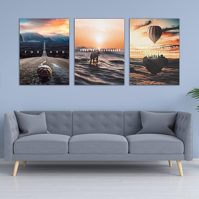 Motivational Wall Decor Poster Inspirational Wall Art 3 Pieces Canvas Wall Painting Framed Artwork for Living Room Bedroom Office Home Decor Prints Pictures Wall Decor Ready to Hang 48''Wx 24''H