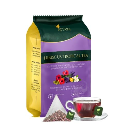 Attaya Hibiscus Tropical Herbal Tea Bags | Lowers Blood Pressure & Supports Heart Health | PCOS | Liver Health | Cholesterol | Antioxidants & Vitamin C | Caffeine Free | non-GMO | 35 Pyramid Tea Bags