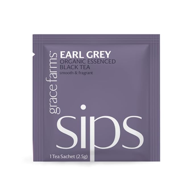 Grace Farms Organic Earl Grey Black Tea, (100 Enveloped Pyramid Sachets w/String & Tag) | Bergamot Oil | Fairtrade & Kosher | Gives Back 100% of Profits