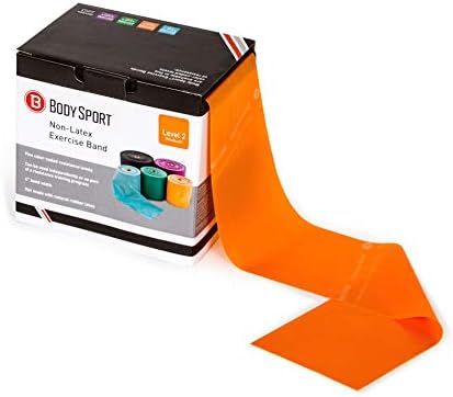 Body Sport Exercise Band, 50 yd. x 4 in. Roll, Medium Resistance - Home & Gym Fitness Equipment for Stretching, Strength Training & Physical Therapy (Orange)