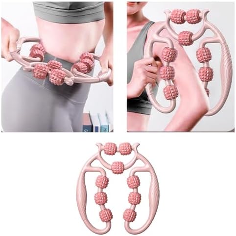 HEEPDD 9 Wheels Muscle Roller, Leg Massager Muscle Relaxation Stretching Roller Foam Roller Deep Tissue Massager for Thigh Arms Leg Waist (Pink)