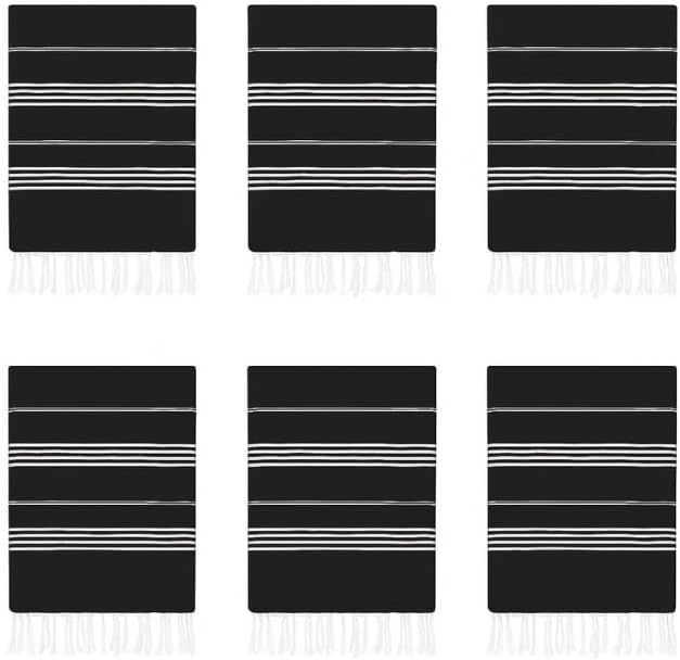 HAVLULAND Turkish Beach Towel, Oversized Bath Towels, Sand Free Quick Dry Absorbent Lightweight Pool Travel Camping Blanket Bulk Set (Black, 6 Pack)