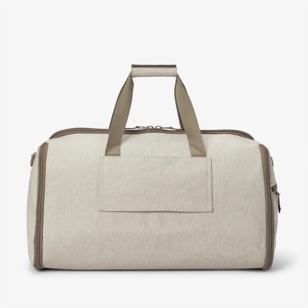 Halfday Convertible 2-in-1 Garment Duffel Weekender Bag 45L | Wrinkle-Free Travel, Hanging Suit Compartment, Shoe Pockets, Trolley Sleeve. Durable & Water-Resistant Carry-On, Stone