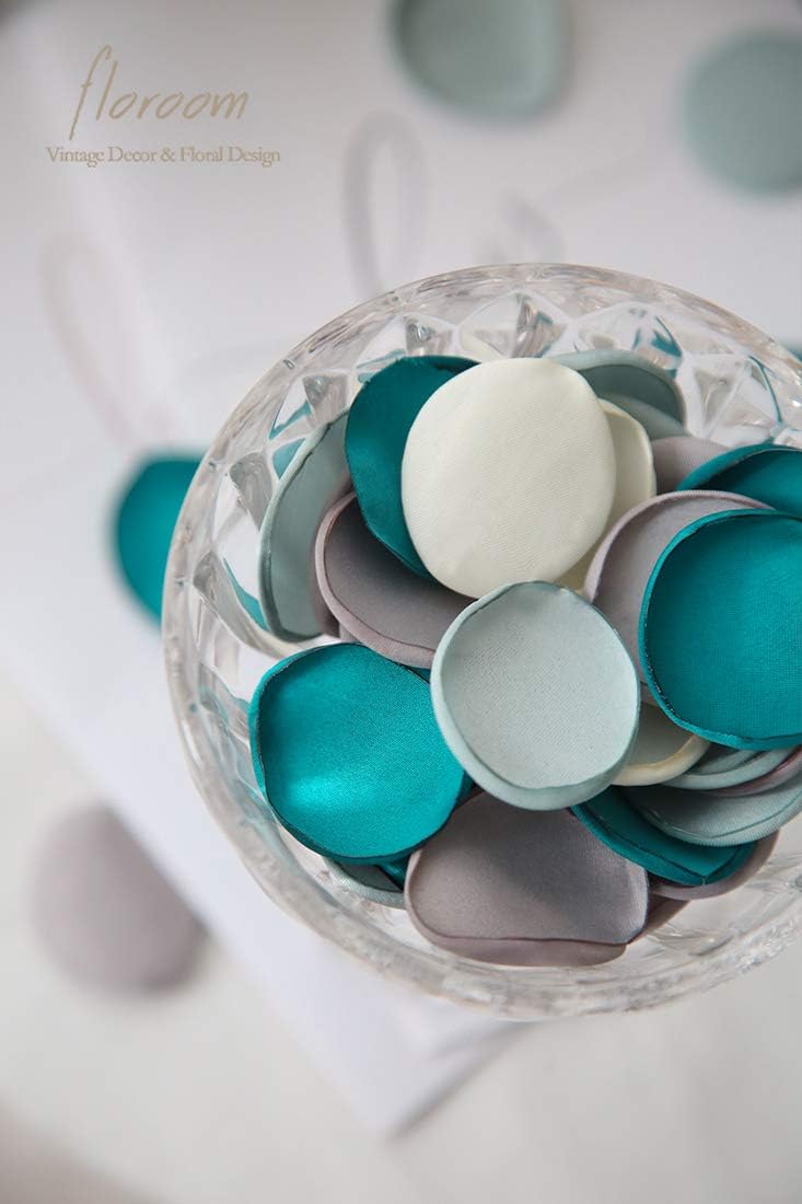 Floroom 300pcs Rose Petals Teal Green Faux Silk Flower Petals for Wedding Flower Girl Basket Aisle Scatter Cake Table Centerpieces Party Confetti Baby Shower Romantic Night Decoration Home Decor