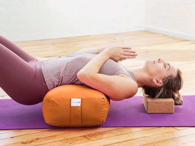 Sol Living Yoga Bolster Pillow Rectangular Meditation Cushion Cotton Meditation Accessories for Restorative Yoga Meditation Pillow Yoga Pillow Firm Body Pillow Bolster Pillow for Legs Removable Cover