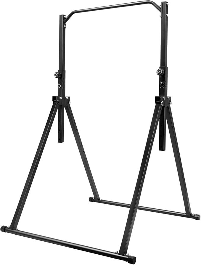 Foldable Power Tower Pull Up Bar Dip Station, 200kg/440.92lbs Triangular Pull Up Bar Station Adjustable, Multi-Function Strength Training Fitness Equipment for Home Gym