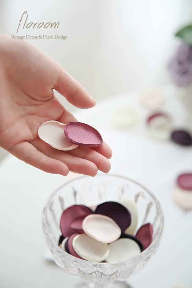 Floroom 300pcs Rose Petals Plum Fake Faux Silk Flower Petals for Wedding Flower Girl Basket Aisle Runner Scatter Dinner Table Centerpieces Party Confetti Bridal Shower Romantic Night Favors Decoration