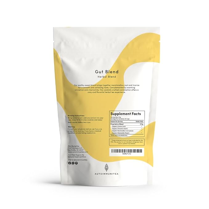 Digestive Tea – Leaky Gut Blend by AutoimmuniTea – Overall Digestive Support, and Stomach Sooth, Made of Organic Marshmallow root and Licorice Root, Cinnamon and Chamomile, IBS AIP Diet – 15 Tea Bags