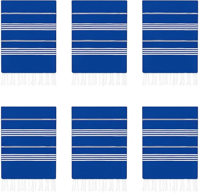 HAVLULAND Turkish Beach Towels Vacation Essentials Quick Dry Sand Free Soft Large XL Big Blanket Adult Oversized Bath Pool Swim Towel Set Bulk Case 6 Multipack Lightweight Thin Compact (Blue, 6 Pack)