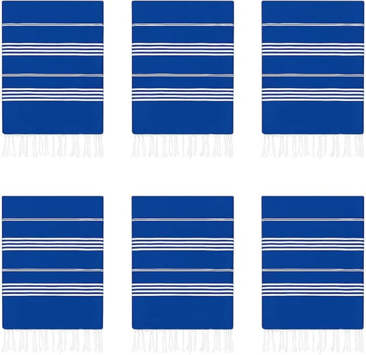 HAVLULAND Turkish Beach Towels Oversized -100% Turkish Cotton Super Soft Lightweight - Absorbent and Quick Drying Bath Towel - Sand Free Beach Towel - Turkish Towels for Adults (Blue, 12 Pack)