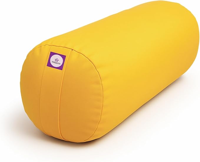 Yogikuti Iyengar Yoga Bolster for Restorative Yoga and Meditation – Lightweight Cotton Support Pillow with Handle for Easy Carry, Versatile for Pose Modification, Balance, Back Relief, and Relaxation