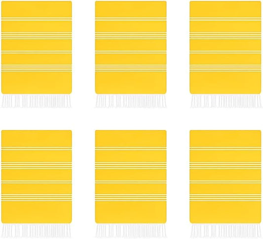 HAVLULAND Oversized Turkish Beach Towel 72’’x40’’ - Set of 6 | 100% Cotton Lightweight Sand Free Quick Dry Pool Towels | Extra Large Bath Towels for Adults Beach Blanket Essentials Bulk of 6 Yellow