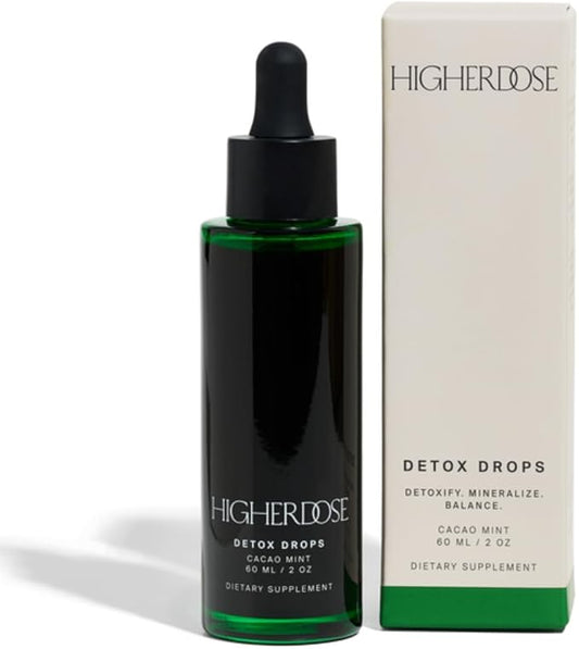 HigherDOSE Detox Drops - Liquid Chlorophyll Water Drops to Support Daily Detox & Boost Skin's Natural Glow - Plant Powered Formula with Milk Thistle, Beetroot Juice, Magnesium & Minerals (2 oz)