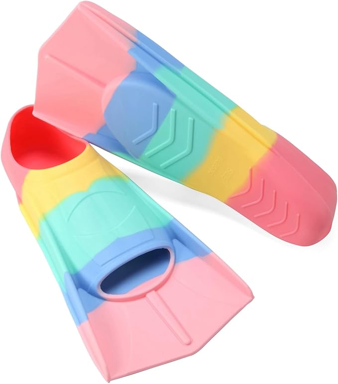 Kids Swim Fins,Short Kids Fins Youth Swimming Flippers for Lap Swimming Training for Children Girls Boys Beginners