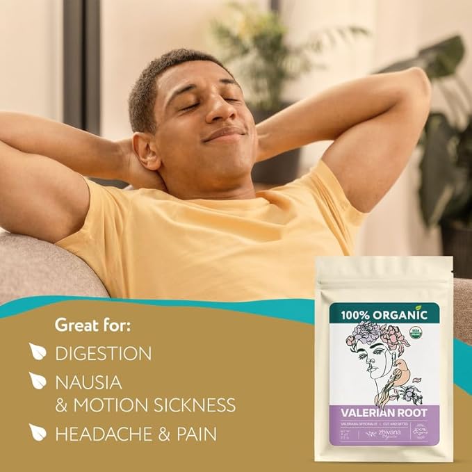 Organic Valerian Root Tea (4oz.) - Te De Valeriana Organica Para Dormir y Ansiedad - Valerian Tea - Valarian Roots Herb to Support Sleep, Healthy Stress Response, Relax Muscles