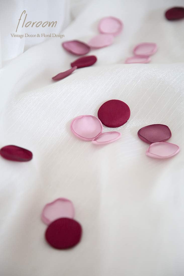 Floroom 300pcs Rose Petals Burgundy Maroon Mauve Faux Silk Flower Petals for Wedding Flower Girl Basket Aisle Scatter Table Centerpieces Party Confetti Bridal Shower Romantic Night Decoration