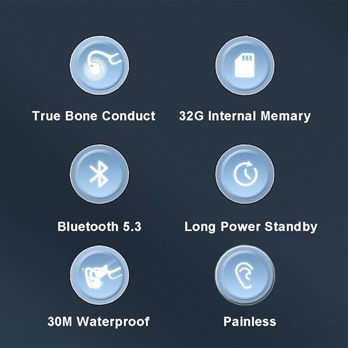 IHAO Swimming Headphones True Bone Conduction Open Ear Headset MP3 Player Built-in 32G Memory IP68 Underwater Waterproof Stereo Bluetooth Earphone for Driving Bicycling Running Skiing-X10 White