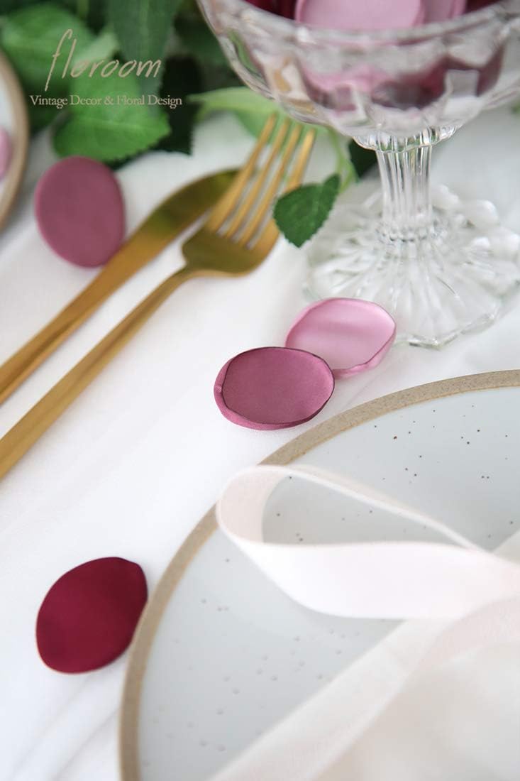 Floroom 300pcs Rose Petals Burgundy Maroon Mauve Faux Silk Flower Petals for Wedding Flower Girl Basket Aisle Scatter Table Centerpieces Party Confetti Bridal Shower Romantic Night Decoration