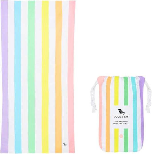 Dock & Bay Kid's Towel - for Beach Use - Quick Dry, Sand Free - Compact, Lightweight - 100% Recycled - Includes Bag - Summer - Unicorn Waves, Medium (130x70cm, 51x28)