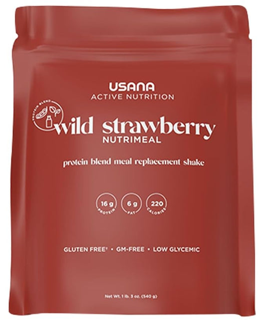 USANA Nutrimeal Meal Replacement Shake - Wild Strawberry - NON-GMO - Gluten Free - Low Glycemic - 540 Grams - 9 Servings