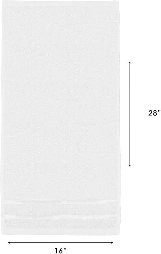 Kaufman - Premium Hand Towels Set for Bathroom, Spa, Gym, and Face Towel 100% Cotton Ring Spun, Ultra Soft Feel and Highly Absorbent Towels (12, White)