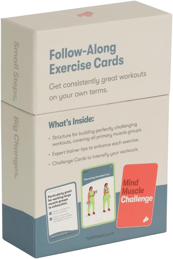 Dumbbell Elevate Exercise Cards: Home Workout Series Card Deck - Comprehensive At-Home Fitness System with 65 Exercises, 8 Bonus Challenges, and 4 Unique Workout Formats.