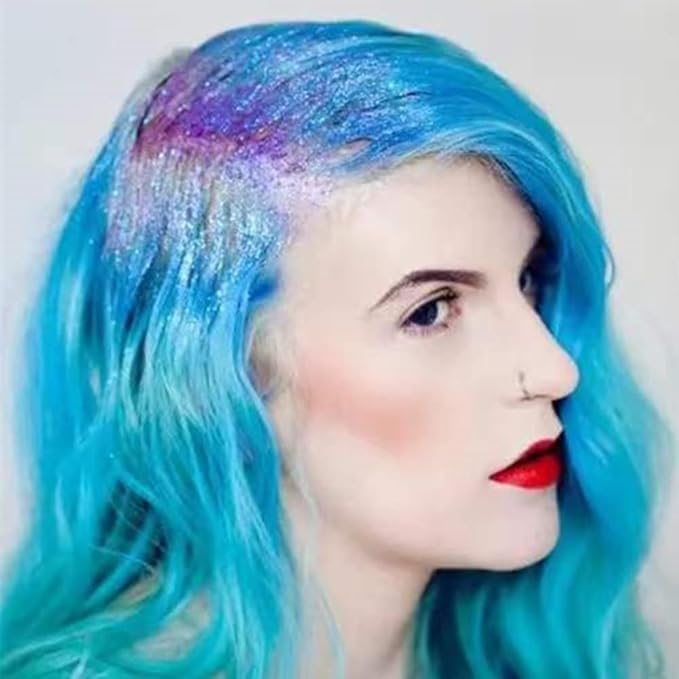 Go Ho Hair and Body Glitter Spray,Light Blue Glitter Spray Dry Powder Makeup for Clothes,Festival Loose Sparkle Powder,Holographic Ultra Fine Resin Glitters for Crafts,10g