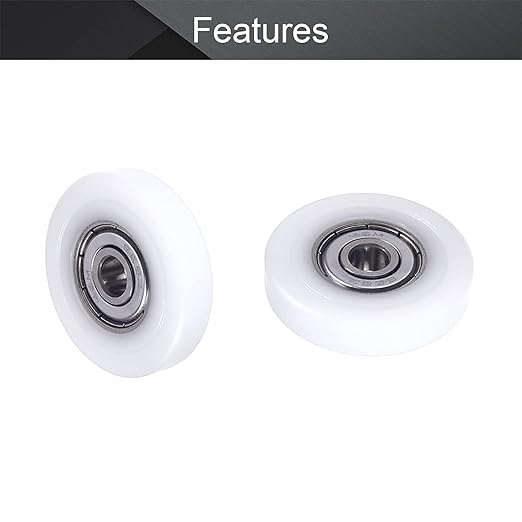 MroMax Roller Idler Bearing Pulley-6 x 33 x 7mm Sliding Conveyor Nylon Wheel with 626ZZ Bearing for Furniture, Hardware Accessories and Mobile Door White 4Pcs