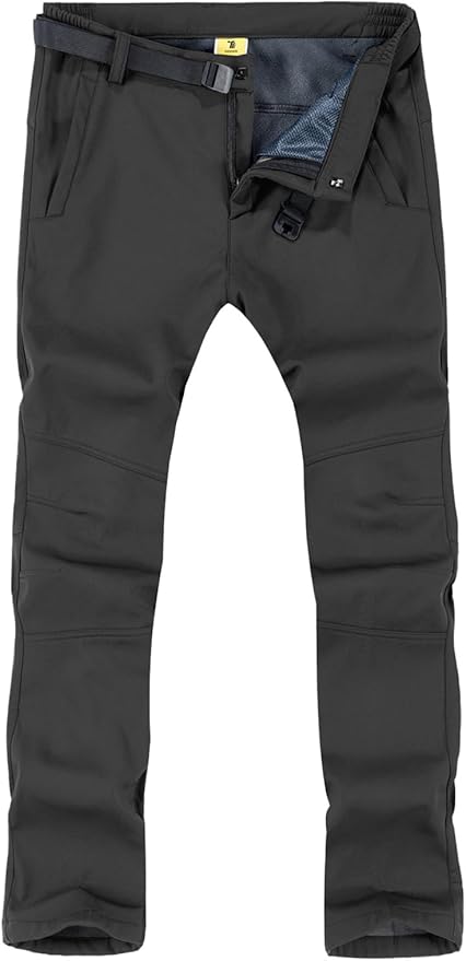 TBMPOY Men's Snow Ski Hiking Pants Waterproof Winter Fleece Lined Pants Camping Skiing Ice Fishing Pants with Belt