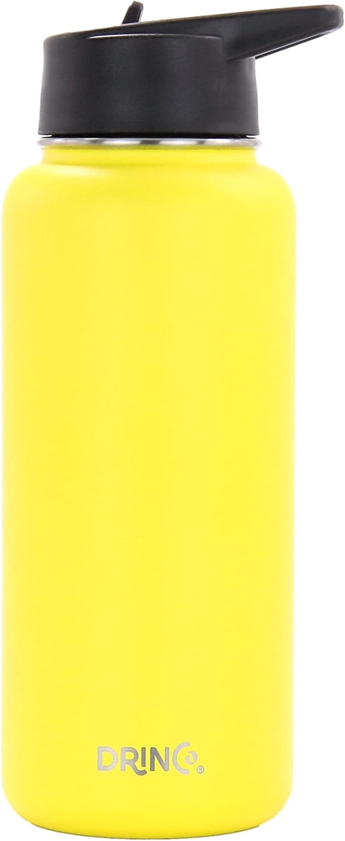 DRINCO Stainless Steel Water Bottle Spout Lid Vacuum Insulated Double Wall Water Bottle Wide Mouth (40oz 32oz 22oz 18oz 14oz) Leak Proof Keeps Cold or Hot (32 oz, 32oz Illuminating Yellow)