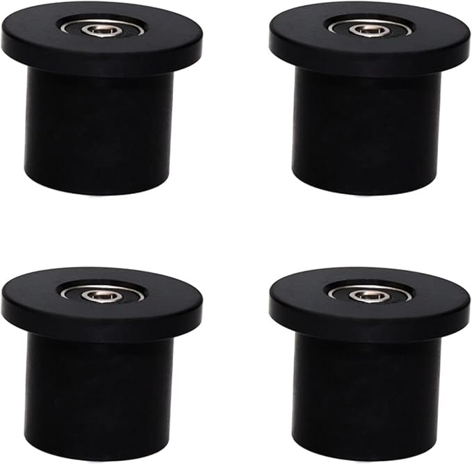 Total Gym Replacement Set Wheels/Rollers for Models XL, XLS and Some 3000 XL, All FIT, and Fit with Bearings Thru Hole of 1/4" in Diameter - 4 Pack (Black)