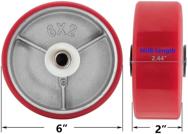 Heavy Duty Casters Wheels 4"5"6"8"DiameterX2"Width Industrial Caster Wheels Polyurethane Wheel with Capacity 800-1,500 lbs/pcs Used in,Trail Jack,Tool Box