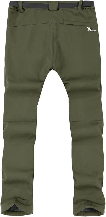 TBMPOY Men's Snow Ski Hiking Pants Waterproof Winter Fleece Lined Pants Camping Skiing Ice Fishing Pants with Belt