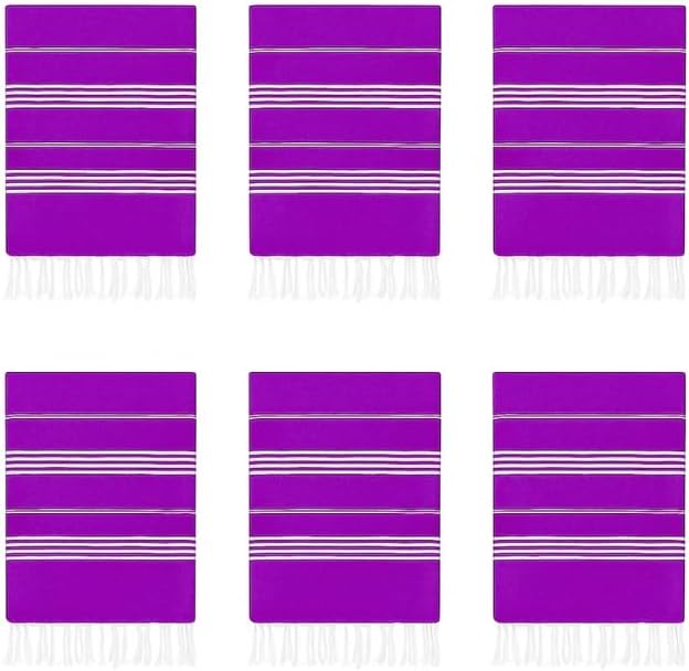 HAVLULAND Turkish Beach Towels Oversized -100% Turkish Cotton Super Soft Lightweight - Absorbent and Quick Drying Bath Towel - Sand Free Beach Towel - Turkish Towels for Adults (Purple, 6 Pack)