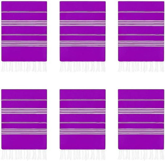 HAVLULAND Turkish Beach Towels Oversized -100% Turkish Cotton Super Soft Lightweight - Absorbent and Quick Drying Bath Towel - Sand Free Beach Towel - Turkish Towels for Adults (Purple, 6 Pack)