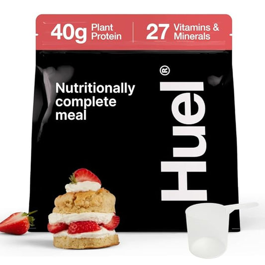 Huel Black Edition | Strawberry Shortcake 40g Vegan Protein Powder | Nutritionally Complete Meal | 27 Vitamins and Minerals, Gluten Free | 17 Servings | Scoop not included to reduce plastic