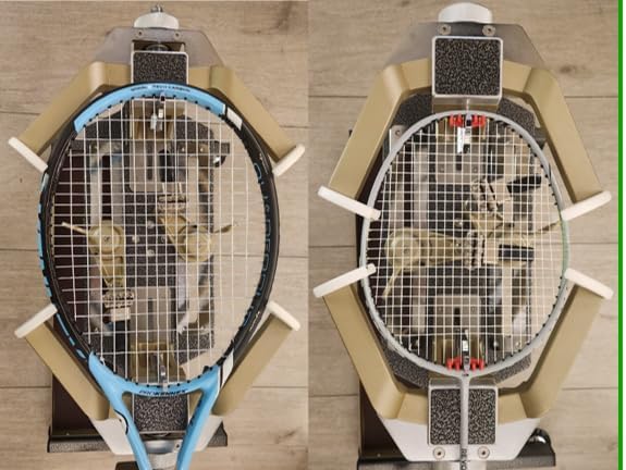 Tennis Stringing Machine, Standing Type, Shared for Tennis and Badminton Racquets, Full Metal Black Gold, Comes with a Complete Set of Stringing Tools, 10 Tennis Strings