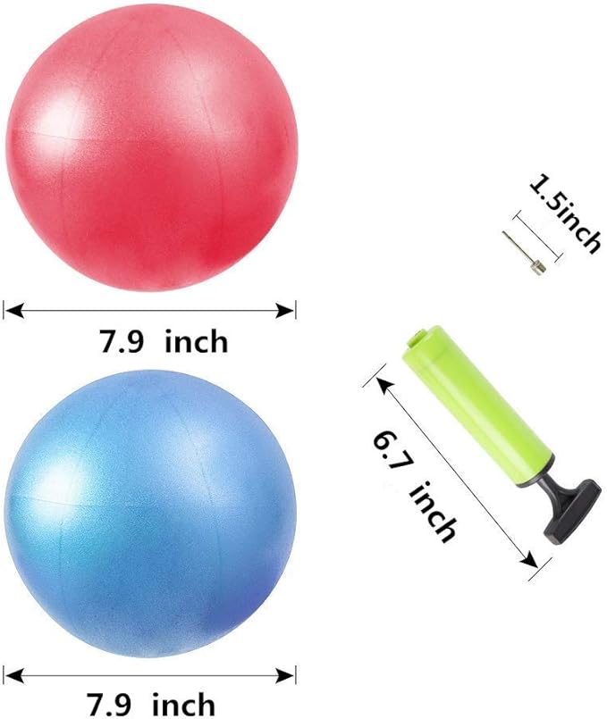 Mini Fitness Exercise Ball Kit with Hand Pump for Yoga, Pilates, Body Balance, Core Training and Stability, 8"