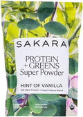 Sakara Protein + Greens Super Powder, 30 Servings - Organic Protein Powder Hemp, Pumpkin, Pea Protein, Organic Greens Powder Wheat Grass & Spirulina Superfood Powder, Vegan Protein Powder Greens Blend