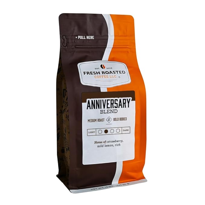 Fresh Roasted Coffee, Anniversary Blend, 12 oz, Medium Roast, Kosher, Whole Bean