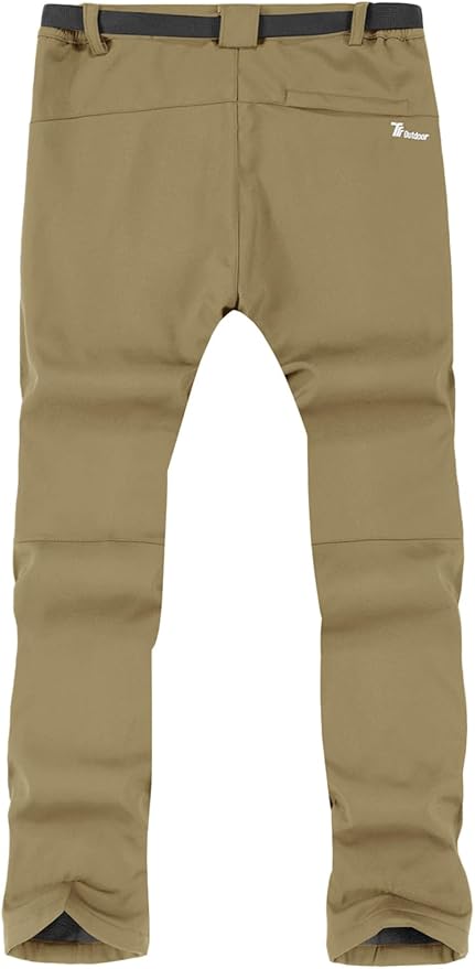 TBMPOY Men's Snow Ski Hiking Pants Waterproof Winter Fleece Lined Pants Camping Skiing Ice Fishing Pants with Belt