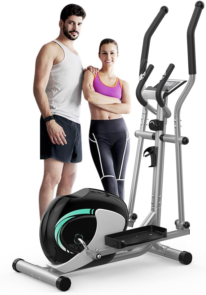 Dripex Elliptical Exercise Machine, Hyper-Quiet Elliptical Machine for Home, Magnetic Elliptical Training Machines with 8-Level Resistance, 6KG Flywheel, LCD Monitor, Pulse Sensor