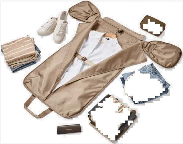 Halfday Convertible 2-in-1 Garment Duffel Weekender Bag 45L | Wrinkle-Free Travel, Hanging Suit Compartment, Shoe Pockets, Trolley Sleeve. Durable & Water-Resistant Carry-On, Stone